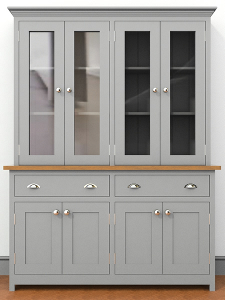 large kitchen dresser with full-height glazed top