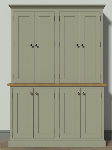 Shaker Larder Dresser with Solid Door Full Height Cupbaord Top Section