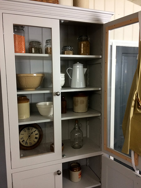 freestanding larder pantry cupboard with glass top doors