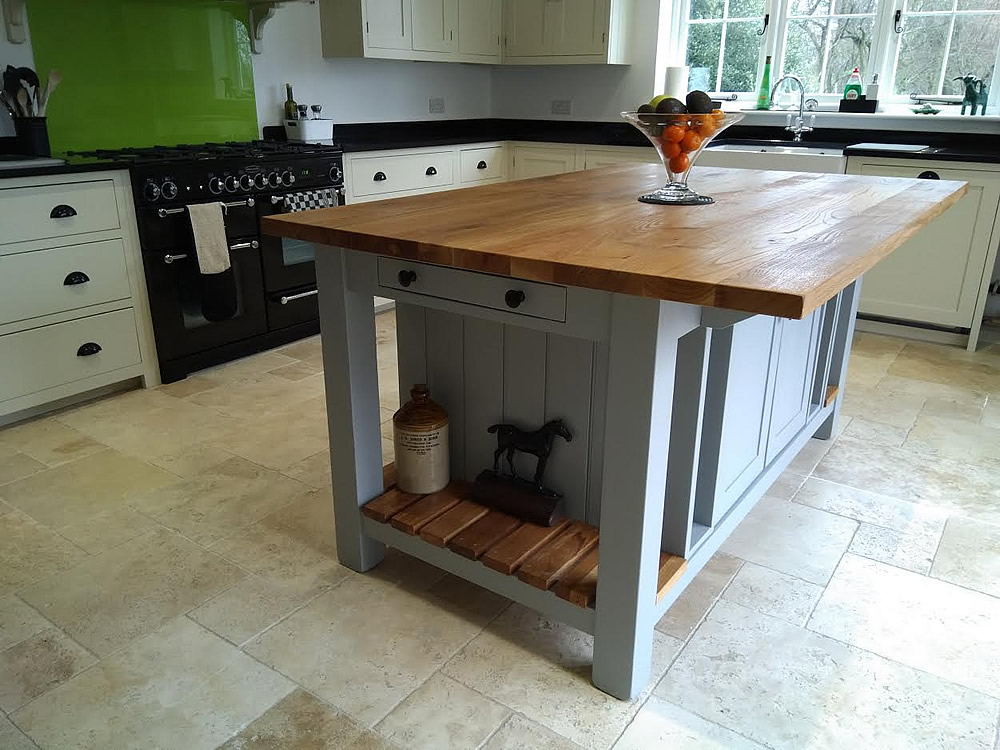 Large Freestanding Kitchen Island With, Kitchen Island With Shelves On End