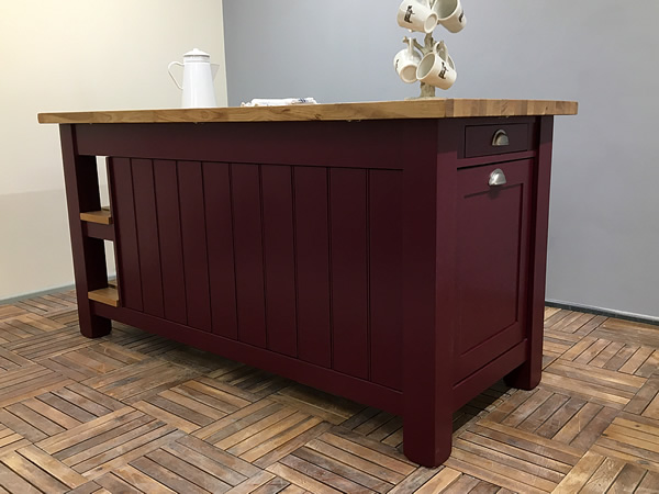 large freestanding kitchen island fitted double bin end cupboard