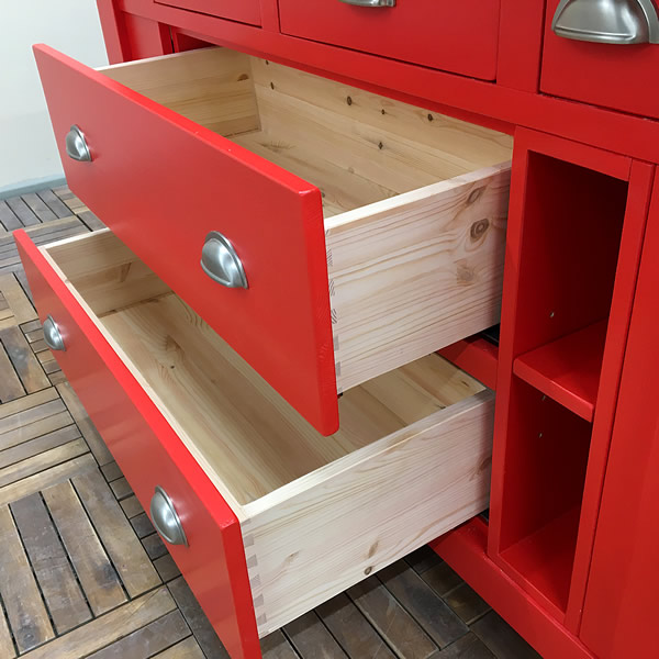small freestanding kitchen island with double deep pan drawers